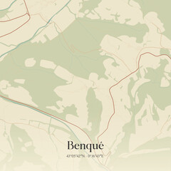 Obraz premium Vintage map of Benqué, France.