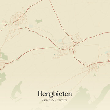 Vintage map of Bergbieten, France.