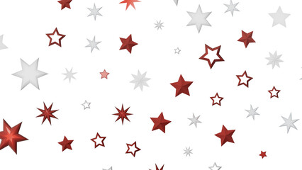 A digital illustration of red and white stars on a black background.
