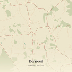 Fototapeta premium Vintage map of Berneuil, France.