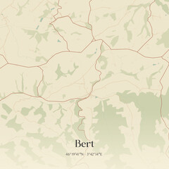 Fototapeta premium Vintage map of Bert, France.