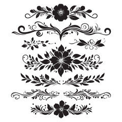 Elegant Floral Decoration Set Beautiful Elements on White