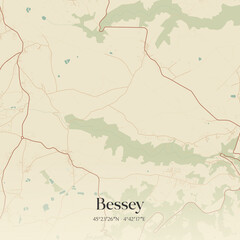 Fototapeta premium Vintage map of Bessey, France.