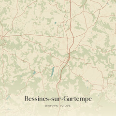 Fototapeta premium Vintage map of Bessines-sur-Gartempe, France.