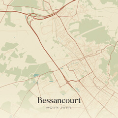 Obraz premium Vintage map of Bessancourt, France.