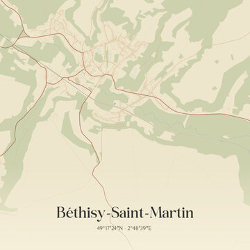Vintage map of B&eacute;thisy-Saint-Martin, France.