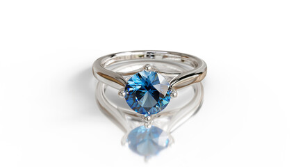 3D render of a White gold solitaire ring with a natural diamond, featuring an elegant and luxurious design. Perfect for jewelry, engagement, wedding, or fashion.