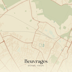 Obraz premium Vintage map of Beuvrages, France.