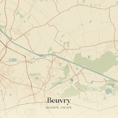 Obraz premium Vintage map of Beuvry, France.