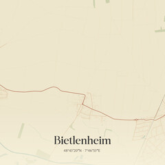 Vintage map of Bietlenheim, France.