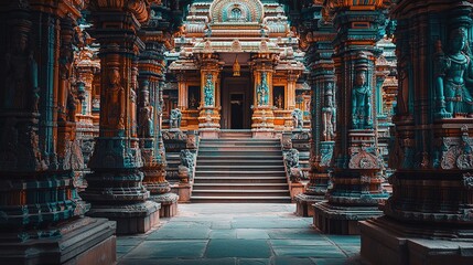 Ornate Temple Entrance With Intricate Stone Carvings