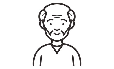 Obraz premium 笑顔の優しいおじいちゃんのアイコン シンプルなイラスト