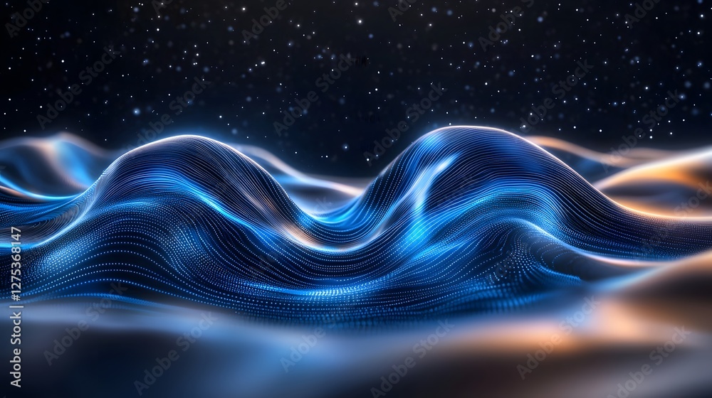 Aufkleber mesmerizing futuristic abstract with glowing celestial currents in cosmic night sky