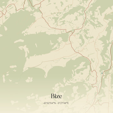 Vintage map of Bize, France.
