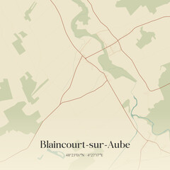 Obraz premium Vintage map of Blaincourt-sur-Aube, France.