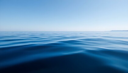 Simple calm blue sea, ocean under a blue sky. Calm mood, mood photo, sea, sky background. Landscape. heaven, dawn. Spiritual, wellness, meditation, summer, zen. 