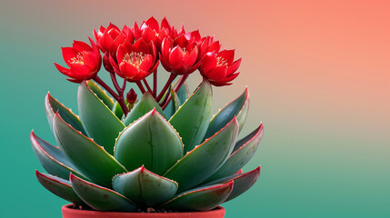 Fototapeta premium Aloe Vera Blossom Close-Up with Blue Sky
