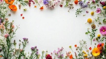 Fototapeta premium Vibrant floral arrangement with pastel colors on a white backdrop, perfect for greeting cards, Mother's Day, Easter, and spring-themed designs.