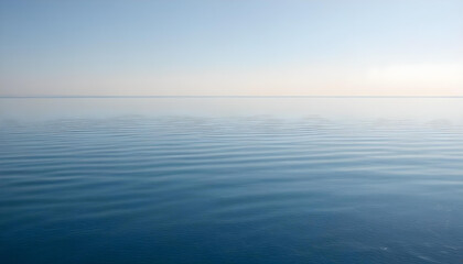 Obraz premium Simple calm blue sea, ocean under a blue sky. Calm mood, mood photo, sea, sky background. Landscape. heaven, dawn. Spiritual, wellness, meditation, summer, zen. 