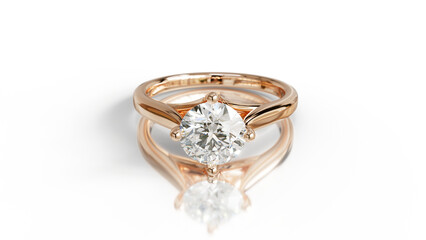 3D render of a Rose gold solitaire ring with a natural diamond, featuring an elegant and luxurious design. Perfect for jewelry, engagement, wedding, or fashion. 