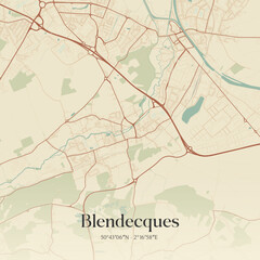 Obraz premium Vintage map of Blendecques, France.