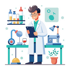 doctor doing his research in his lab vector