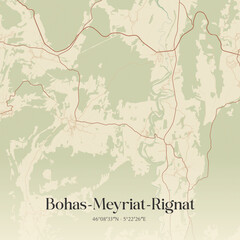 Fototapeta premium Vintage map of Bohas-Meyriat-Rignat, France.