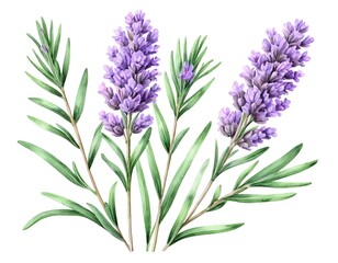 Fototapeta premium Watercolor Lavender Sprigs
