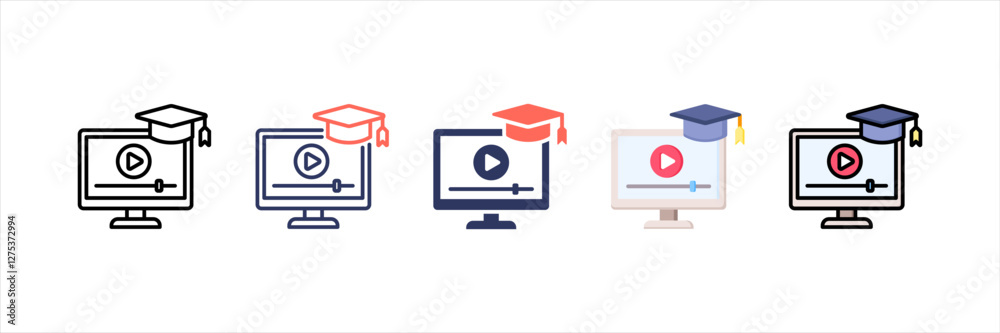 Canvas Prints Online Course Multistyle Icon Set