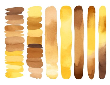Abstract Watercolor Strokes, Golden Brown and Yellow Color Palette