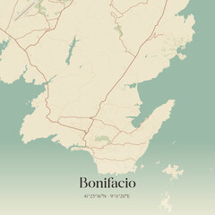Fototapeta premium Vintage map of Bonifacio, France.