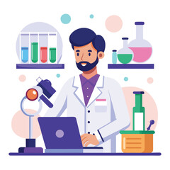 doctor doing his research in his lab vector