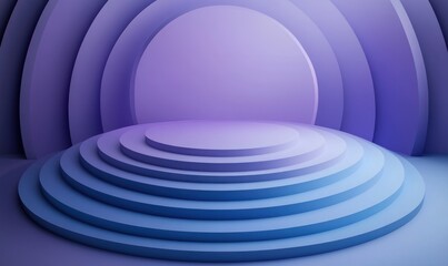 Fototapeta premium Abstract purple and blue concentric circles platform.