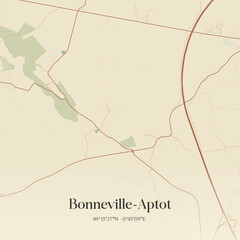 Vintage map of Bonneville-Aptot, France.