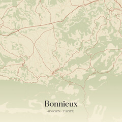Fototapeta premium Vintage map of Bonnieux, France.