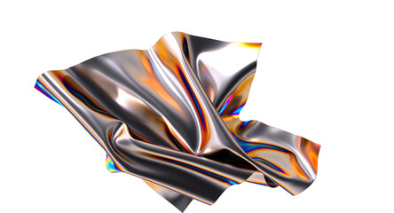 Metallic fabric with an iridescent sheen flowing gracefully
