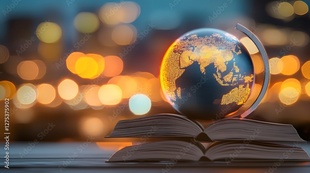 Poster Elegant World Book and Copyright Day artwork showcasing sophisticated calligraphy on a radiant bokeh blurred background featuring soft glowing orbs and gentle color transitions