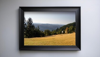 Black Framed Square Mockup Artwork against a Wall Bold and Elegant, Showcasing a Minimalist Yet Textured BlackandWhite Palette with a Sleek Horizontal Boarder, Ideal for Digital Art, Home Decor,