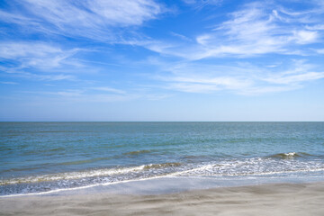 View of Chao Sam Phraya Beach, Pran Buri District, Prachuap Khiri Khan Province, Thailand, taken on 29 Dec 2023.