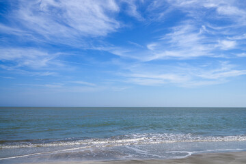 View of Chao Sam Phraya Beach, Pran Buri District, Prachuap Khiri Khan Province, Thailand, taken on 29 Dec 2023.