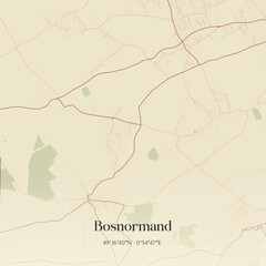 Obraz premium Vintage map of Bosnormand, France.