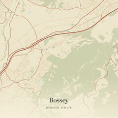 Fototapeta premium Vintage map of Bossey, France.