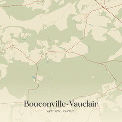 Fototapeta premium Vintage map of Bouconville-Vauclair, France.