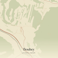 Vintage map of Bouhey, France.