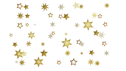 A dark background with a scattered pattern of shining golden stars, each radiating a warm glow.