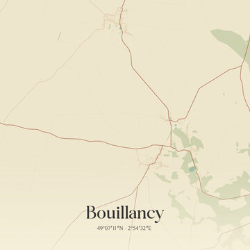 Vintage map of Bouillancy, France.