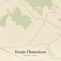 Fototapeta premium Vintage map of Bouin-Plumoison, France.