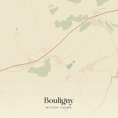 Fototapeta premium Vintage map of Bouligny, France.