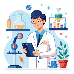 doctor doing his research in his lab vector