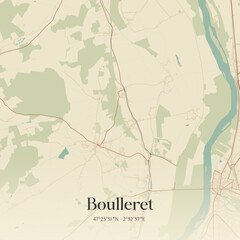 Vintage map of Boulleret, France.